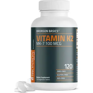Bronson Vitamin K2 MK-7 100 MCG, K2 as MK7 Menaquinone, Bone Support Non-GMO, 120 Tablets