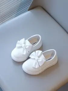 Toddler Girl's Solid Color Bowknot Design Slip on Flats, Fashion Girly Flat Shoes, Casual Comfortable for Daily Wear, Perfect for Students and Outdoor Wear, Bowknot Design Shoes