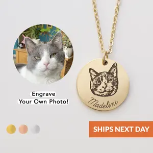 Personalized Pet Portrait Necklace - Pet Parent Gift - Pet Necklace - For Pet Lovers - Animal Lovers Gift - Cat Mom - Dog Mom - Pet Photo Necklace - Pet Picture Necklace