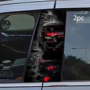 2pcs Red Off road vehicle Car Sticker B-Pillar DIY Middle Pillar Film Decorative Car Accessory