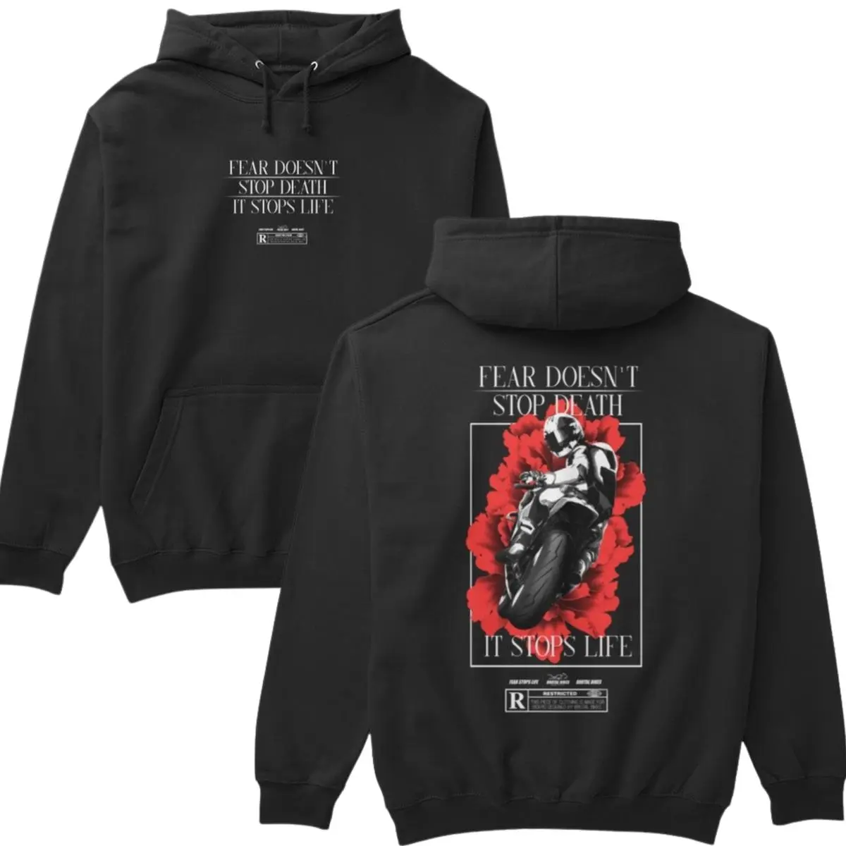 Fear Doesn't Stop Death - It Stop Life Vintage Hoodie, Graphic Hoodies, Motorcycle Hoodie