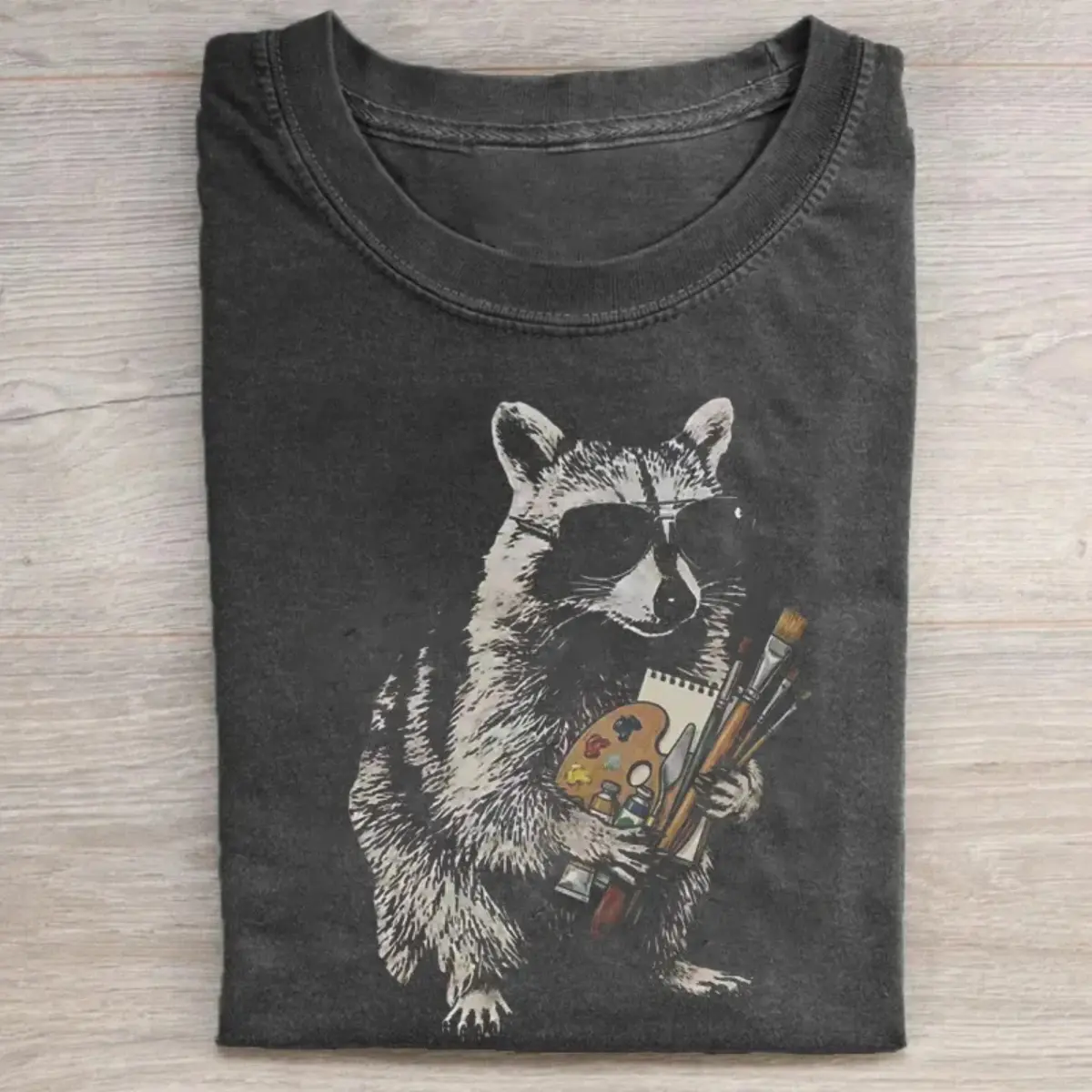 Comfort Colors Raccoon Art Teacher Shirt, Funny Artist Raccoon Graphic Tee, Painter Palette T-Shirt, Creative Art Lover Gift