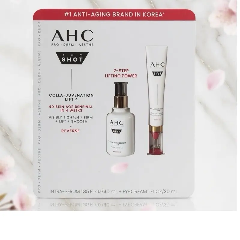AHC Pro Shot Colla-Juvenation Lift 4 Korean Skin Care + Capsule-Intra Serum set Antibacterial Cream