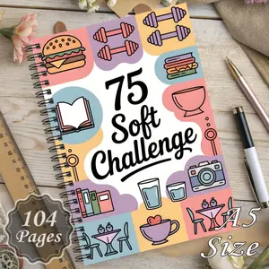 1 weight loss journal with 75 challenges - fitness tracker planner, 104 pages, spiral-bound notebook for diet, exercise and meal planning, durable cover with inspirational quotes, workout companion and goal-setting pages, suitable for both women and men