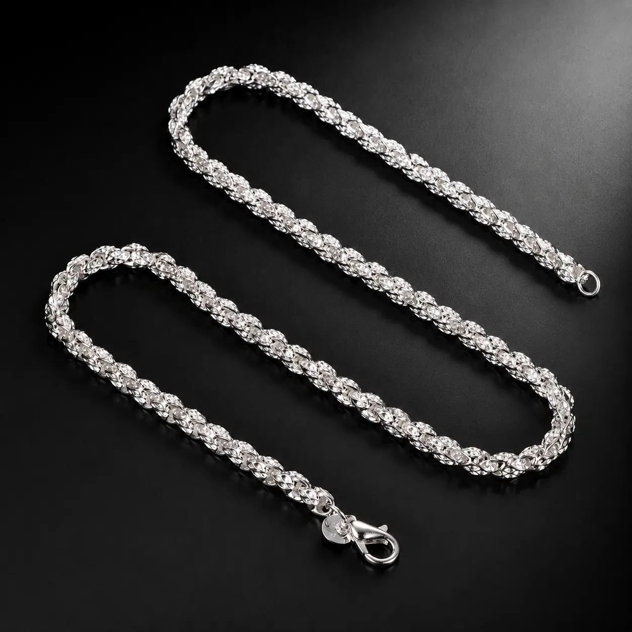 Unisex 5mm Hollow Pattern 925 Sterling Silver-Plated Filigree Link Chain Necklace, 20/24 Inch Classic Polished Fashion Neck Jewelry