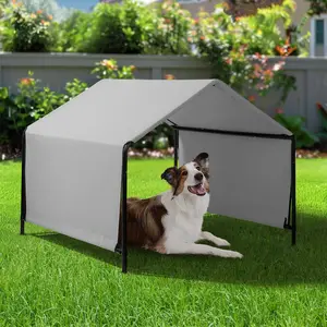 4*4*3.3FT black iron pipe with PVC coating and polyester tarpaulin for waterproofing and UV protection. Dark gray color. Pet tent,Sewn at the bottom of the tent,Velcro at the top,petlovers,SummerVibes