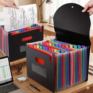 13-Pocket Accordion File Folder, Durable Expandable Organizer for Important Document Classification, Secure Student Info Storage, Portable Travel File Manager, 25-Slot Three-Edge Closure Design for Daily Office and School Use.
