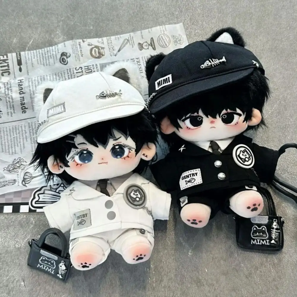 20cm Cotton Doll Clothes Plush Doll DIY Clothing Cat Ear Uniform Hoodie Cool Jacket No Attribute Dolls Accessories