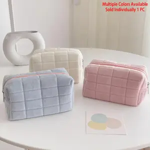 1pcs Suede Makeup Bag Storage High-End Large Capacity Organizer Portable High Aesthetic Zip