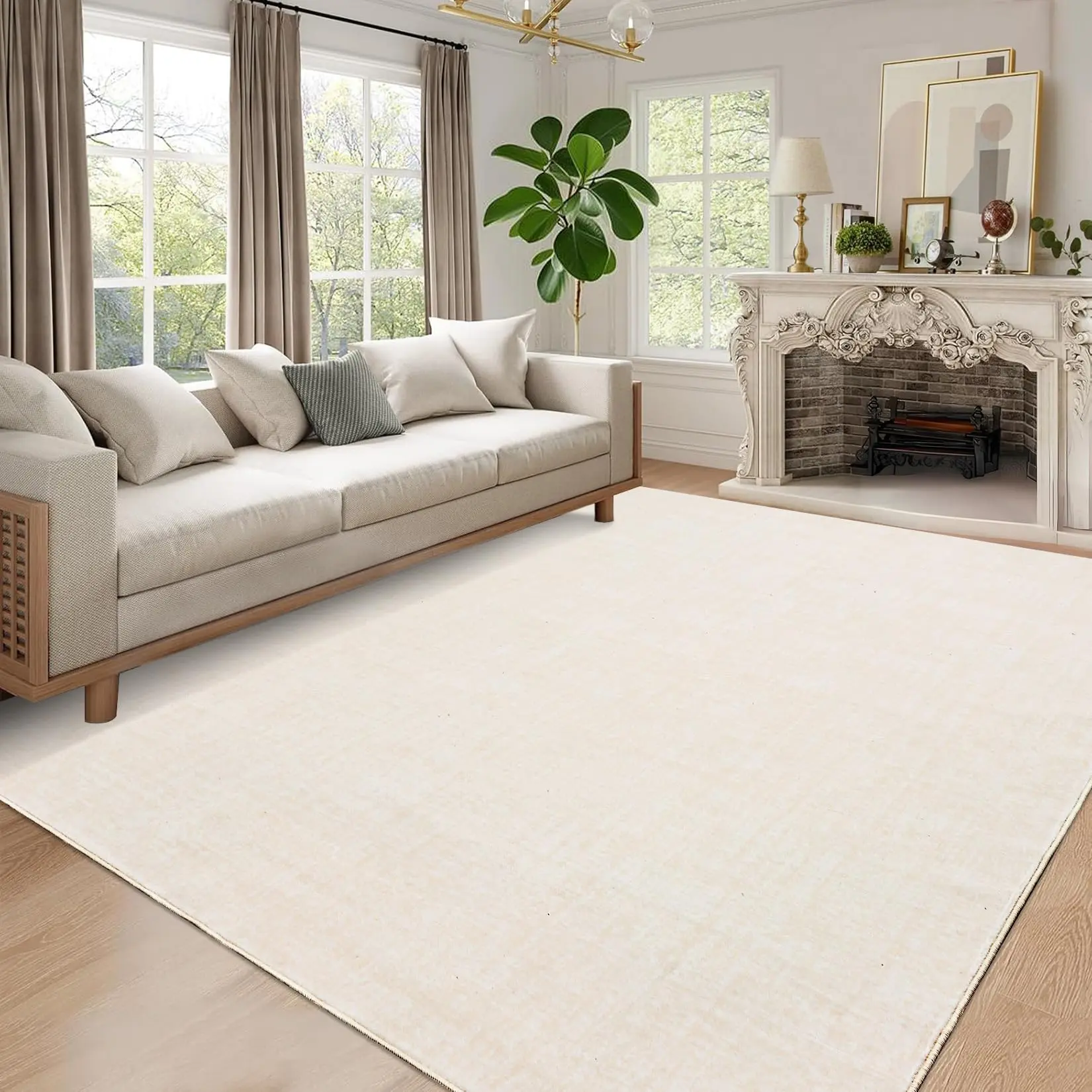 Garvee Modern Solid Area Rug 9x12 Machine Washable Rug for Living Room Non-Slip Stain Resistant Abstract Bedroom Rug Contemporary Throw Floor Carpet for Dining Room Solid Area Rug for Home Office