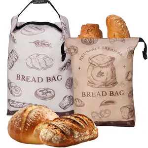 NiHome 2PCS Reusable Bread Storage Zipper Bags - Freezer Bread Storage, Waterproof & Oil-Resistant Lining, 17"x12" Capacity Organiser