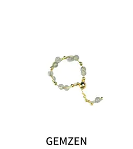Gemzen Golden Luna Moonstone Ring - Adjustable Band Hand-Wrapped Golden Wire for Emotional Balance & Intuition Boosting