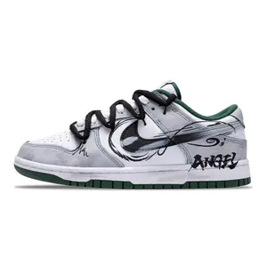 Nike Dunk PU Sneakers with Gradient and Graffiti Design for Men and Women - Low-Top Street Style with Enhanced Grip and Durability Trending Shoes, House White Official Shoes to Get / Maison Mihara