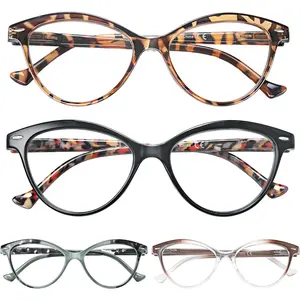 2.0 Readers For Women Small Face Womens Reading Glasses Cat Eye 4-Pack Cheaters Reading Glasses Comfort Spring Hinge