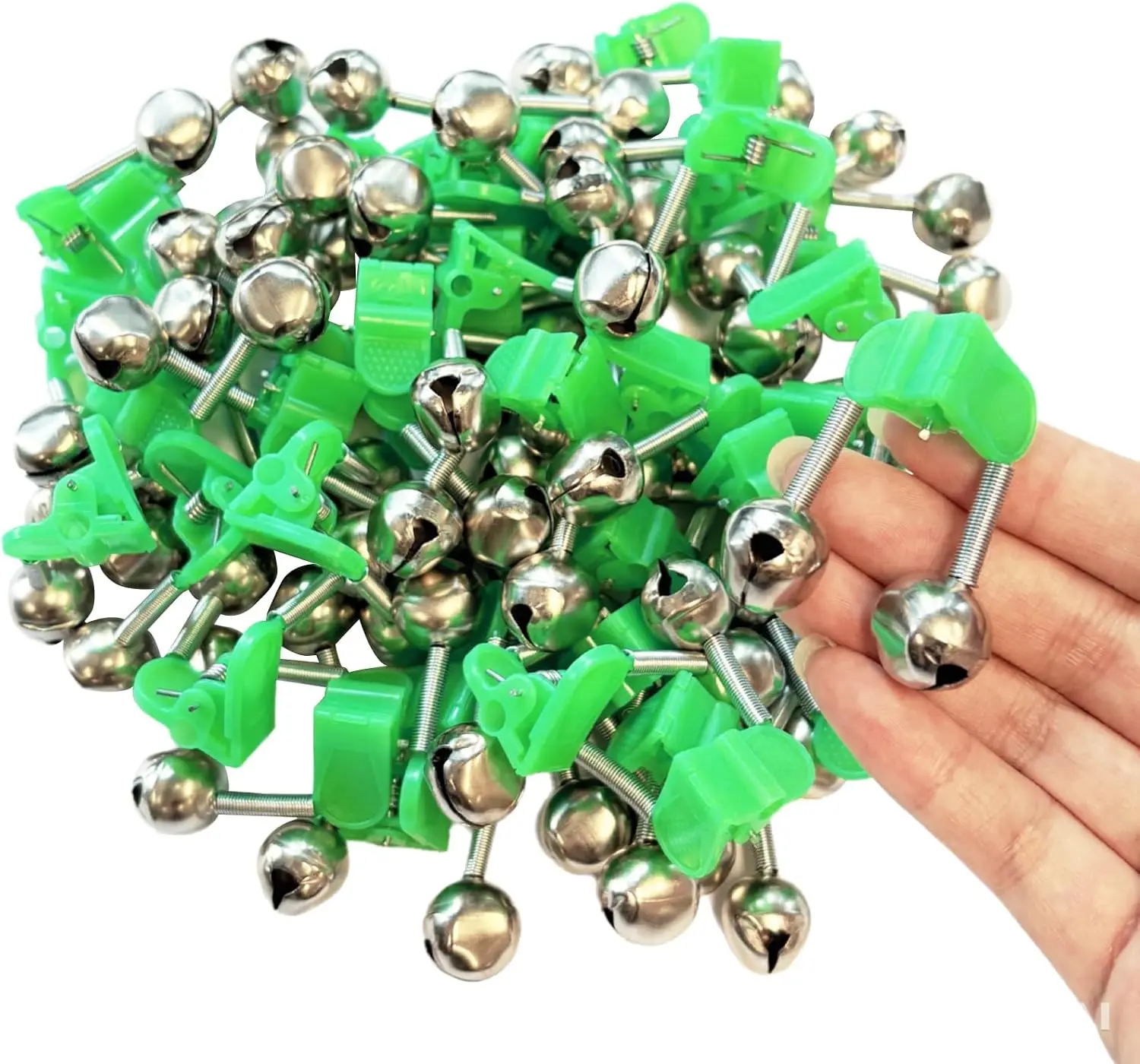 50PCS Fishing Bells, Dual Alert Fishing Bells for Rods, Clip on Fishing Rod Fishing Bells for Night Fishing, Ice Fishing EoaMen