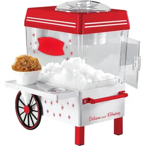 Nostalgia Snow Cone Machine – Retro Table-Top Snow Cone Maker with Stainless Steel Blades – Slushie Machine Includes 2 Reusable Plastic Cups & Ice Scoop, Makes 20 Icy Treats - White & Red