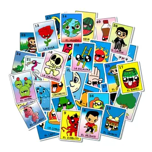 Mexican Lotería Themed 53-Piece Funny Toon Sticker Set - 4mm All-Weather Vinyl for Laptops, Tumblers, Toolboxes & More