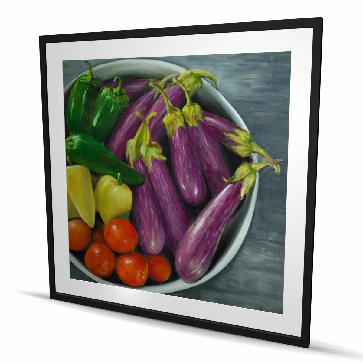 Begin Home Decor C1FM4848PL64L8 48 x 48 in. Bowl of Vegetables - Framed Matted Print Wall Art - Home Decor Art