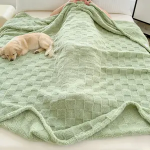 Premium Plaid Fluffy Blanket, Comfortable Soft Cover, Extra Large Size, Lightweight Warm Blanket, Suitable for Sofa Bed Office, Pet Friendly