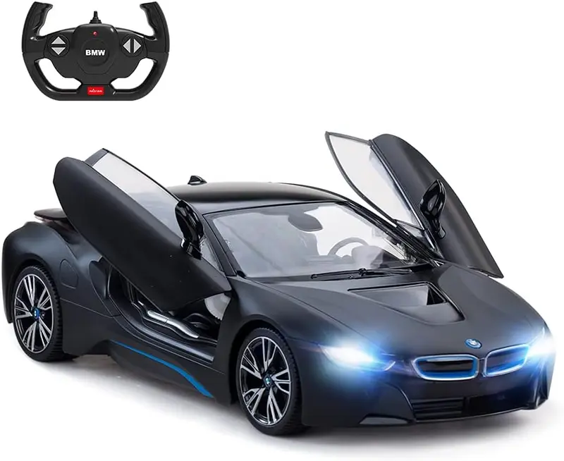 Remote Control Car, 1:14 BMW i8 Radio Remote Control Racing RC Toy Car Model Vehicle, Open Doors by RC, MattBlack.