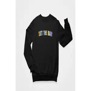 Set The Bar Sweatshirt (Pastel multi color Arch Logo) Black