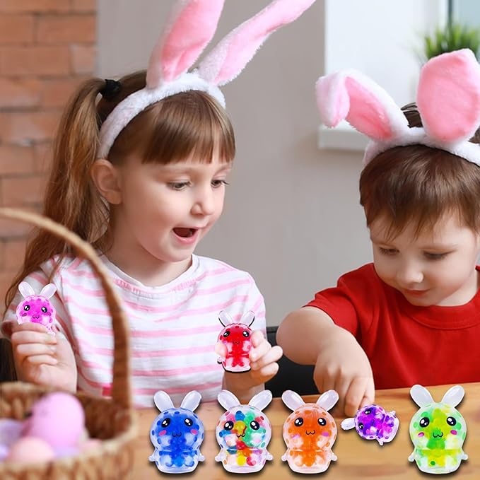10 Pack Easter Bunny Squishy Balls Easter Basket Stuffers & Egg Fillers Stress Relief Fidget Toys for Kids Easter Gifts Boys Girls Party Favors