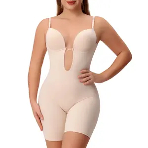 Strapless Backless Shapewear Bodysuit  Built-In Plunge Bra + Adjustable Corset | Seamless Tummy Control Fajas | Low Back Slimmer for Dresses | Minimalist Design