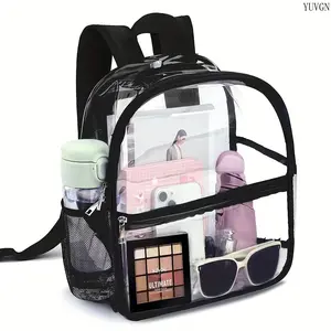 Clear PVC Backpack, Stadium Approved Transparent Bookbag with Adjustable Straps & Zipper Closure, Large Capacity Lightweight See-Through Bag for School, Travel, Beach & Music Festivals
