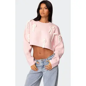 Edikted Women's Chunky Bow Cropped Sweater