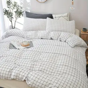 3-Piece Simple Style Bedding Set, Line Plaid Print, Ultra Soft Comfortable, All Seasons, Ideal Gift for Cozy Bedroom, Soft Bedding Sets