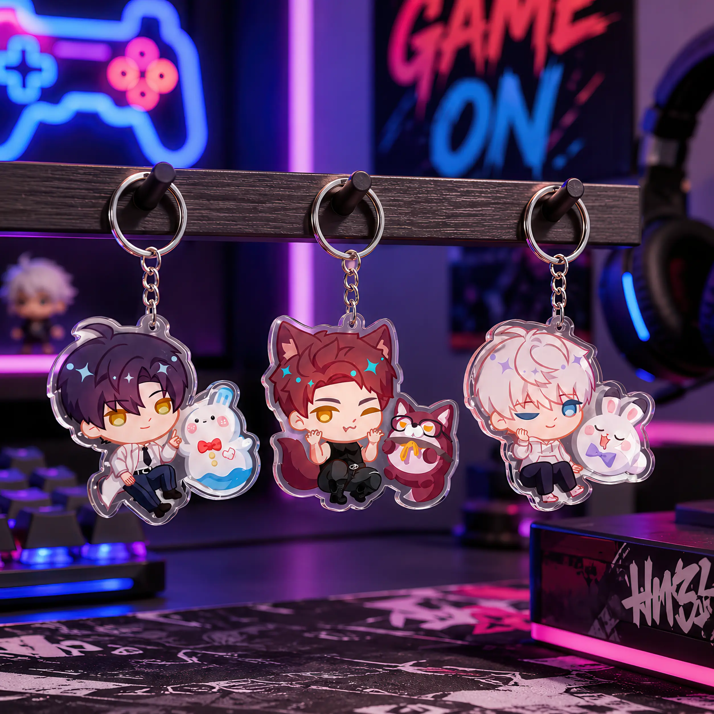 Love and Deepspace Valko Keychain, Sylus Zayne Rafayel, LADS Merch Bag Charm