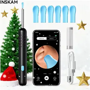 INSKAM 1080P Ear Wax Removal Tool with Camera, Ear Cleaning Kit with 6 Spoons, Wi-Fi Enabled, Ear Tweezers for Ear Care