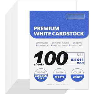 100 Sheets White Cardstock Paper, Cardstock Printer Paper 8.5 x 11, 92lb/250gsm Card Stock, Heavy Thick Printing Papers, Copy Papers for School Office ,DIY Card,Art, Tag,Invitation,Construction