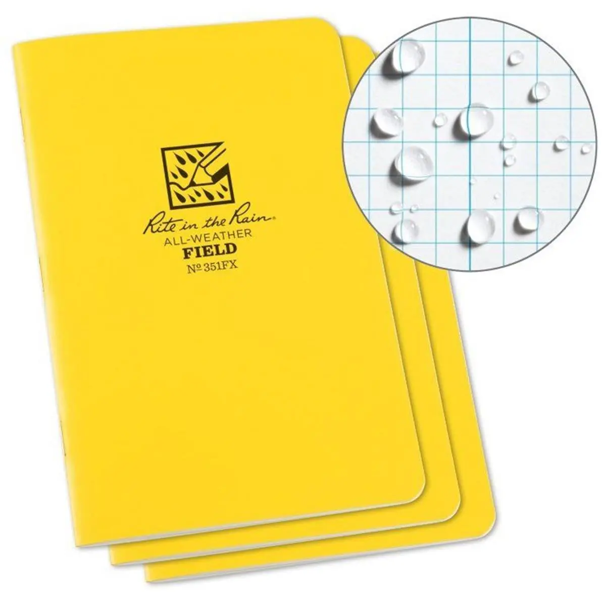 212 MAIN Weatherproof Field-Flex Stapled Flex Cover Pocket-Sized Notebook, 4.625 x 7 in, Yellow - Pack of 3, Flex Cover Notebooks, Pocket-Sized Notebooks