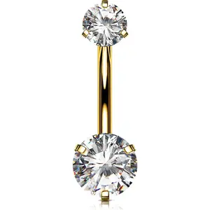 Belly Button Rings, G23 Solid Titanium Belly Rings, Clear CZ Navel Piercing Jewelry, Internally Threaded Belly Piercing Jewelry for Women