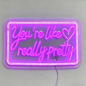 "You're Like Really Pretty" LED Neon Sign – USB Powered Dimmable Acrylic Wall Light for Girls' Bedroom, Beauty Salons, Nail Spas & Valentine's Day Party Decor