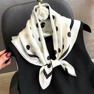 Elegant polka dot print silk scarf, silk scarf, 70.0 × 70.0 cm, perfect for everyday wear and gifting, soft and stylish, jacquard.