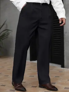 Men's Stretch Dress Pants No Iron Golf Pants Expandable Waist Flat Front Business Casual Pants Formal Black Menswear Plain Beige