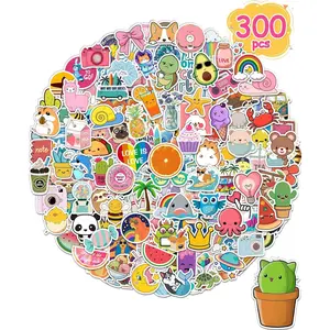 Stickers for Water Bottles, 300 Pcs/Pack Cute Vinyl Waterproof Laptop Sticker for School Students Gifts Supplies Classroom Teachers Prizes Stocking Stuffers Stickers for Kids Girls Teens