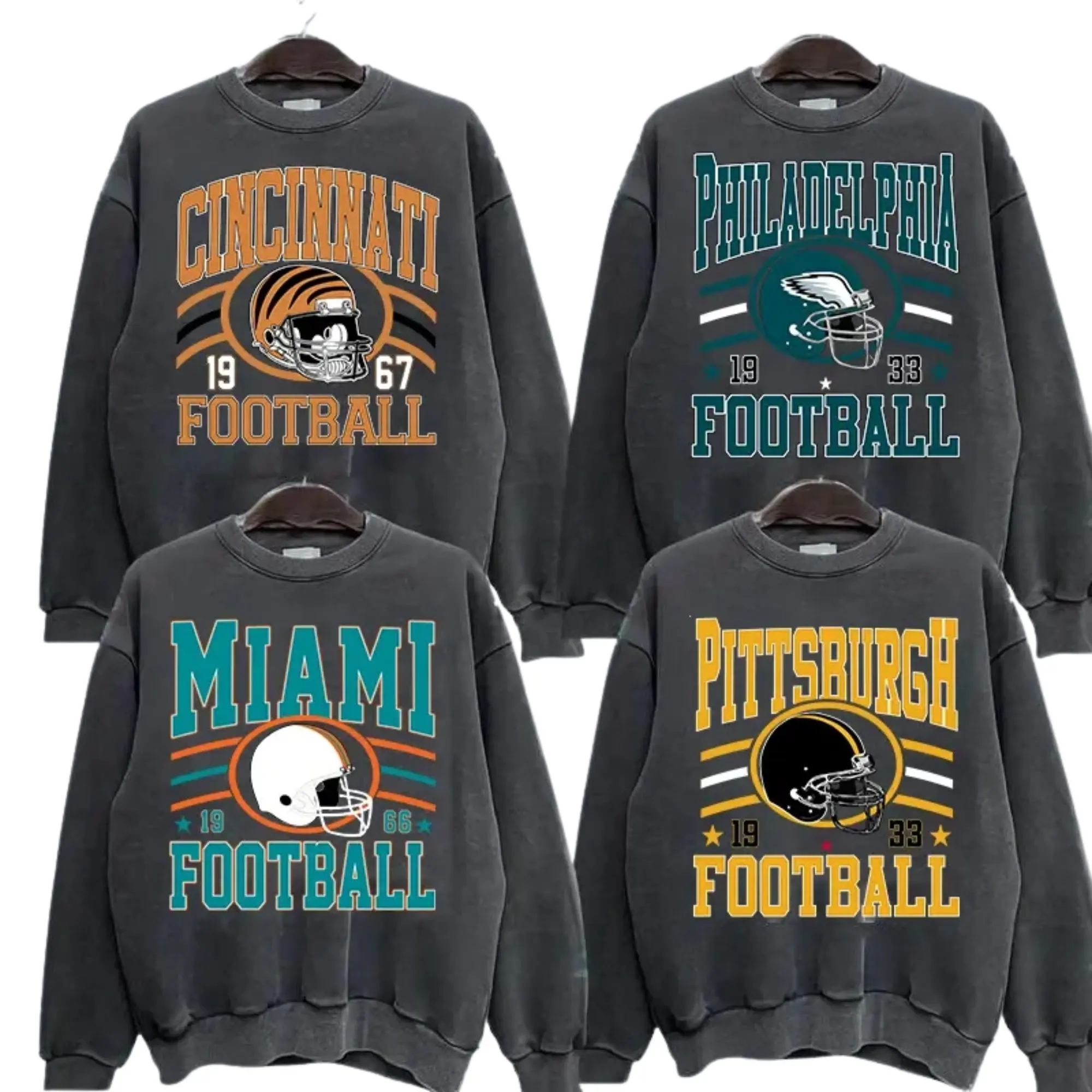 Vintage Football Helmet Graphic, Game Day City Print, Long Sleeve, Unisex Casual Tailgate Outerwear-Printed Graphic Tailgate Long Sleeve Casual Unisex Outerwear