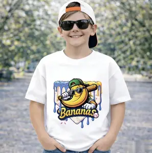 Banana Baseball Drip Youth Shirt, Retro Ice Cream Drip Baseball Tee, Funny Game Day Top, Baseball Fan Gift, Family Banana Matching Tshirt, All-Season Outfit For Boys & Girls, Perfect For Daily Wear, Youth Clothings Available In Sizes XS–XL