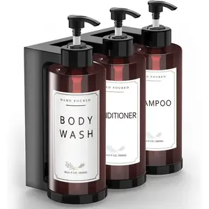 Plastic Soap Dispenser,Wall Mount Shower Pump,No-Drill Wall Mounted Shower Soap Dispenser,Shampoo and Conditioner Dispenser Modern Refillable Shampoo Pump Bottles for Shower Soap