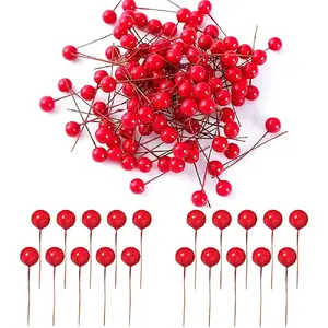 100 pieces of Christmas berry decorations-real simulation of foam cherry and peony fruit decorations, suitable for holiday party supplies, perfect choice for winter and New Year.