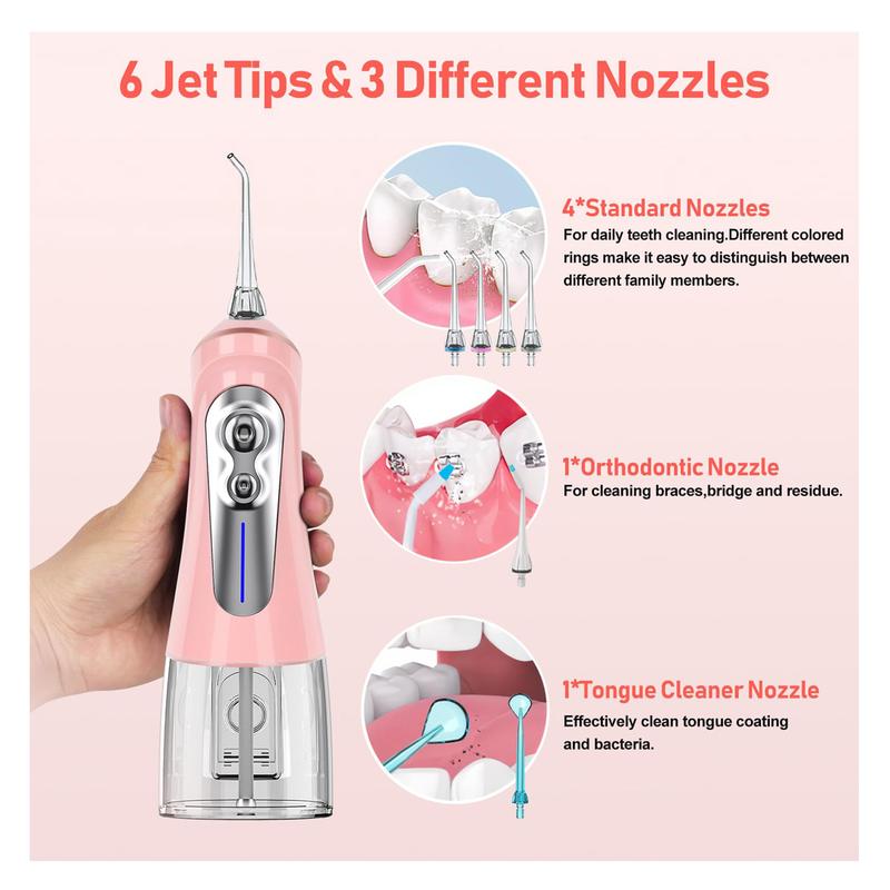 Water Dental Flosser Cordless for Teeth Pick Cleaning - Powerful Oral Irrigator with 6 Adjustable Modes,320ML Portable & Rechargeable IPX7 Waterproof Cleaner Picks A good helper for private teeth cleaning