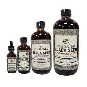 HalalEveryday Black Seed Oil Glass Bottle Unrefined 100% Pure & Natural Cold Pressed Non-GMO Additive Free Halal Certified for Hair Skin & Nails