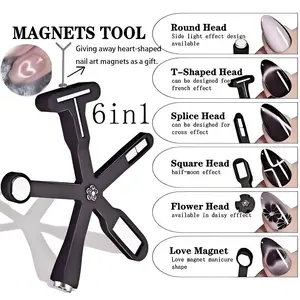 Six-In-One Multi-Function Cat Eye Nail Art Kit, LED Gel High-Quality Design Tools, Durable and Easy to Clean, DIY Salon Accessories