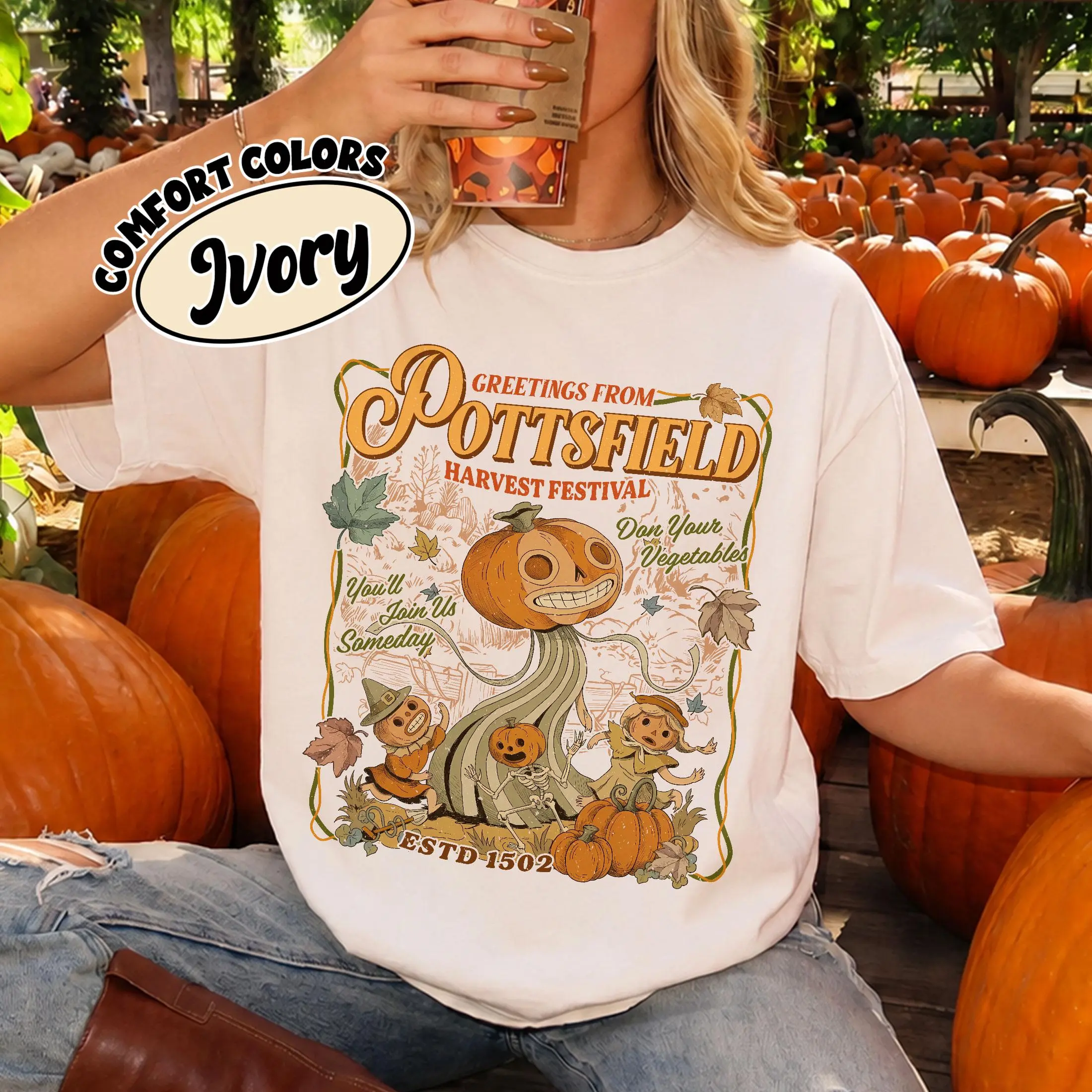 Greetings From Pottsfield Harvest Festival Shirt, OTGW Inspired Halloween Tee, Vintage Pumpkin Tshirt, Cozy Spooky Season Gift