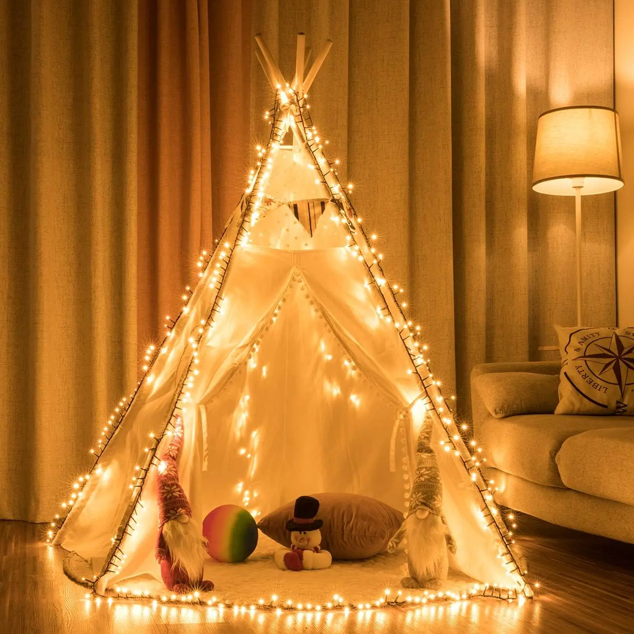 500-LED Plastic Cluster String Lights with Remote Control, 49ft Warm White Lights for Home, Patio Decor, Concert, Festival Indoor Outdoor Novelty Lighting, Cluster Lights