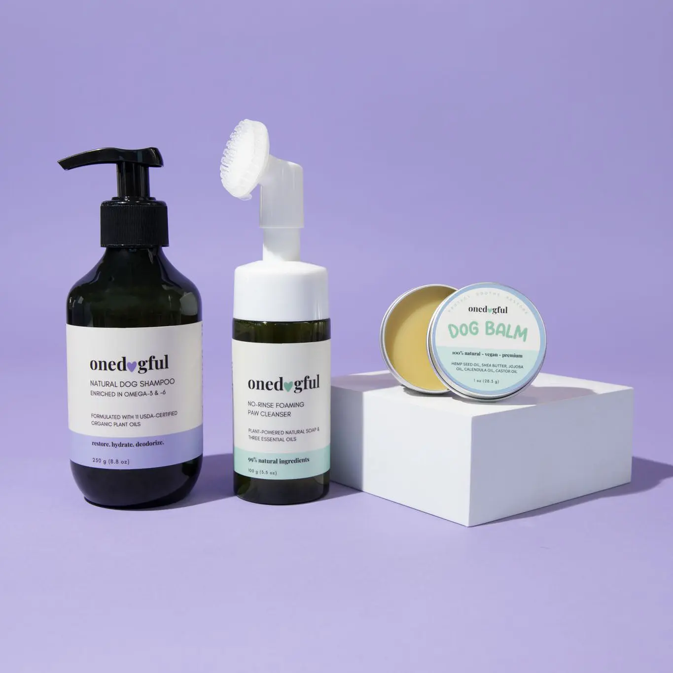 Coat and paw care set- Shampoo, paw cleanser, and balm