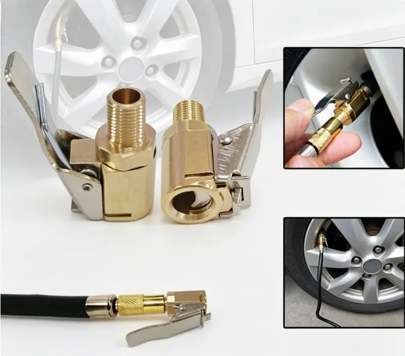 Clip-On Twist Lock Tire Inflation Nozzle | 2Pcs 8mm Heavy Duty Air Chuck, Leak-Proof Adapter for All Car, Bike, SUV & Truck Tire Inflation
